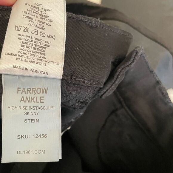 DL1961 Black Farrow High Rise Skinny Jeans With Velvet Stripe Size 26 - Picture 5 of 7